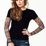 Damski T-shirt z tatuażem Black Orient – wyrazisty czarny motyw orientalny, widok z przodu