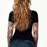 Damski T-shirt z tatuażem Black Orient – wyrazisty czarny motyw orientalny, widok z tyłu