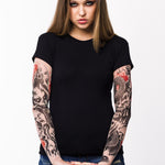 Damski t-shirt z tatuażem Snake & Deamons - motyw demona, węża i potępionych dusz, widok z przodu