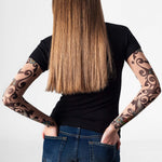 Damski t-shirt z tatuażem Tribal & Fairy - motyw niebieskiej wróżki na żółtym kwiatku, widok z tyłu