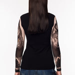 Damski tank top z tatuażem Into The Wild - z motywem wilka i sowy, widok z tyłu