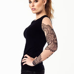 Damski tank top z tatuażem Mandala Ornaments – orientalny motyw z elementami mandali, widok z lewego profilu