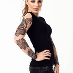 Damski tank top z tatuażem Mandala Ornaments – orientalny motyw z elementami mandali, widok z prawego profilu