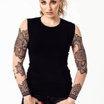 Damski tank top z tatuażem Mandala Ornaments – orientalny motyw z elementami mandali, widok z przodu