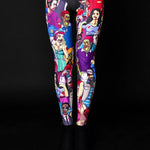 Woman posing in the Zombie Nation leggings, highlighting the intricate zombie print design, great for Halloween or as fun, everyday printed leggings.