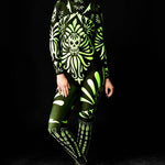 Model posing in the Fluo Mexican Skull Halloween costume, highlighting the bright fluorescent skull design, great for Halloween parties or as a standout festival outfit.