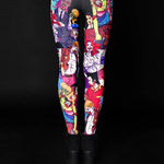 Woman wearing the Zombie Nation Halloween leggings, featuring a bold zombie print, perfect for Halloween parties, yoga, or as part of a casual costume.