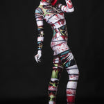 Occult Mummy Halloween costume for women, featuring a full-body mummy skeleton catsuit with spooky details, perfect for Halloween or horror-themed events.