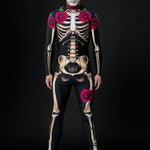 Mr. Death Halloween costume for men, full-body skeleton suit, perfect for Day of the Dead or Halloween celebrations.