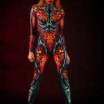 Demon is a Woman Halloween costume for women, full-body suit with gothic and demonic design, perfect for a scary and bold Halloween look.