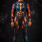 Graphite Cyber Hero Halloween costume for men, featuring a full-body robotic design with gold accents, perfect for Halloween parties or cosplay events.