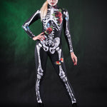 Roses Butterflies Skeleton Halloween costume for women, featuring a full-body skeleton catsuit with floral and butterfly accents, perfect for Day of the Dead or Halloween celebrations.