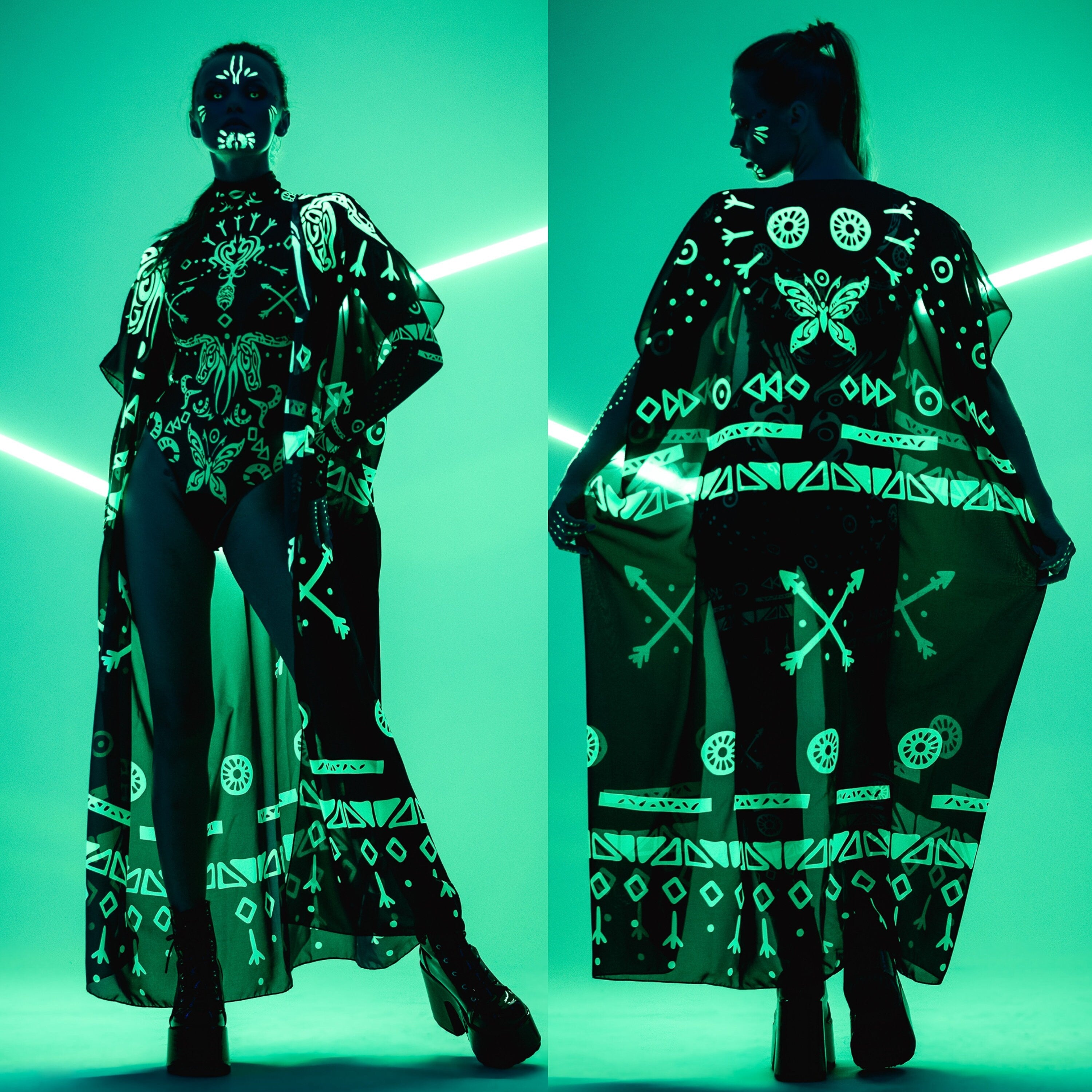 Body z siatki GREEN TRIBAL - nadruk UV